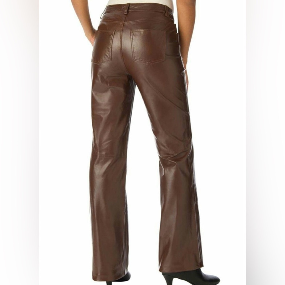 NWT Chico’s Straight Faux Leather High Rise Ankle Pants in Chocolate Brown.